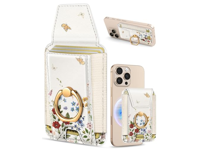 Magnetische kaarthouder met ringstandaard voor telefoon - geschikt voor 7 kaarten