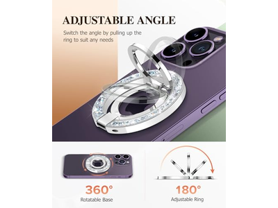 Magnetische telefoonringhouder met verstelbare standaard en standaard