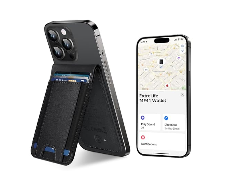 Magnetische portemonnee met Find My 8-kaarthouder RFID-blokkering Zwart