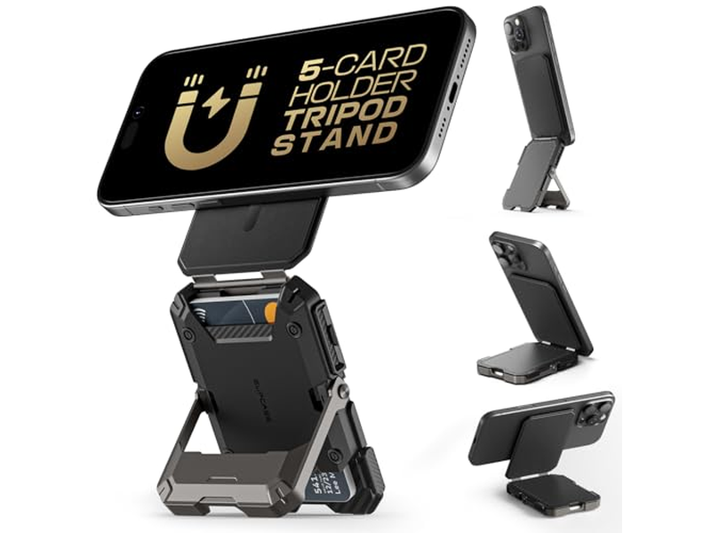 Magnetische portemonnee met standaard voor 5 kaarten RFID-blokkering Zwart