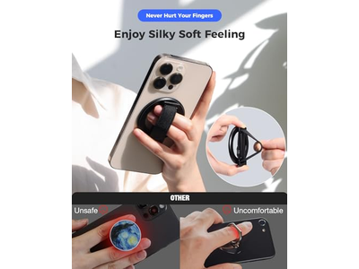 MagSafe Telefoongreep met Vingerband en Standaardlus Zwart