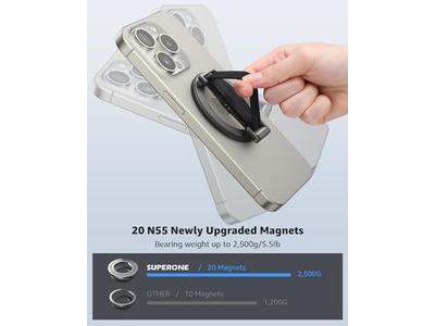 MagSafe Telefoongreep met Vingerband en Standaardlus Zwart