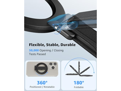 MagSafe Telefoongreep met Vingerband en Standaardlus Zwart