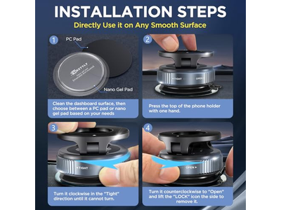 Telefoonhouder met zuignap en wasbare nanogelpads