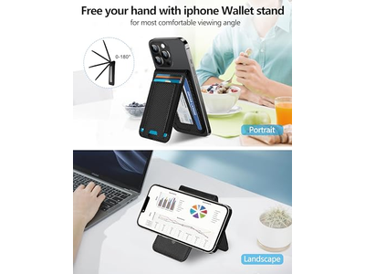 2-in-1 Portemonnee met Verstelbare Standaard en Open ID-venster Magnetisch 9 Ca