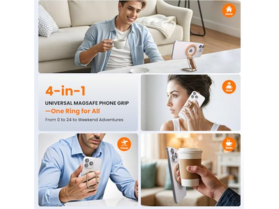 4-in-1 magnetische telefoongreepstandaard met vingerriemlus en standaard