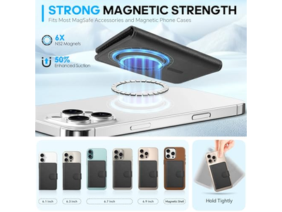 Magnetische kaarthouder van echt leer met RFID-blokkering en 6 sleuven