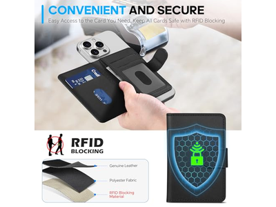 Magnetische kaarthouder van echt leer met RFID-blokkering en 6 sleuven