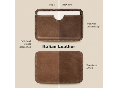 Handgemaakte lederen kaartportemonnee - slank magnetisch - houder voor 2 kaarten - Coco