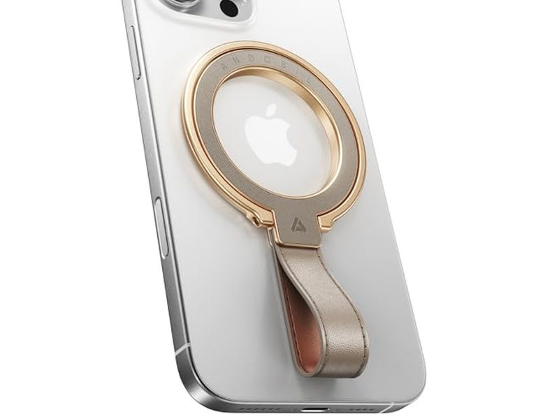 Leren magnetische telefoongreep met verstelbare ringstandaard voor MagSafe