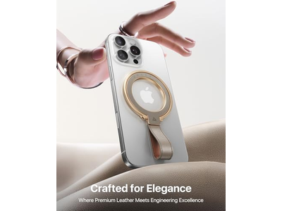 Leren magnetische telefoongreep met verstelbare ringstandaard voor MagSafe