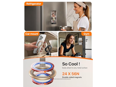 Leren magnetische telefoongreep met verstelbare ringstandaard voor MagSafe