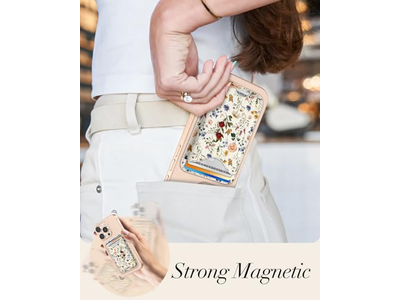 Magnetische kaarthouder portemonnee met bloemmotief voor iPhone-serie