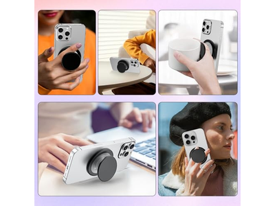 Magnetische Telefoongreephouder met Inklapbare Standaard Transparant Roze