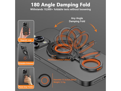 Magnetische telefoongreepstandaard met verstelbare standaard en vingerriem