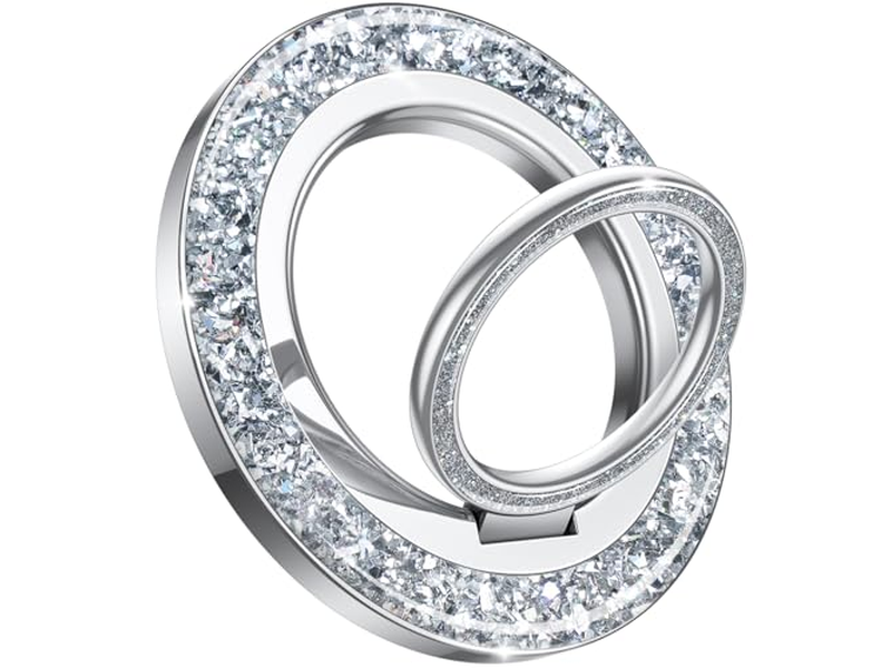 Magnetische telefoonring voor MagSafe Grip - Glitter zilveren ringhouder Stan