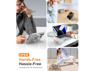 Magnetische telefoonringhouder voor mobiele telefoons Dubbelzijdige standaard Zilver