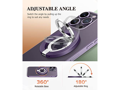 Magnetische telefoonringhouder met verstelbare standaard en standaard - Paars