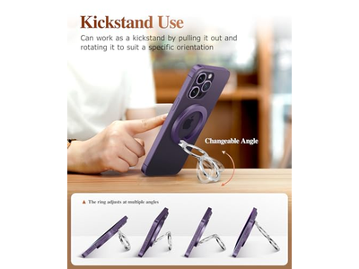 Magnetische telefoonringhouder met verstelbare standaard en standaard - Paars