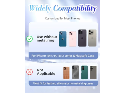 Magnetische telefoonringhouder met afneembare vingergreep - glitterontwerp