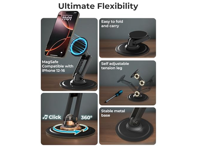 Magnetische telefoonstandaard voor bureau Mag360 Verstelbare MagSafe-standaard