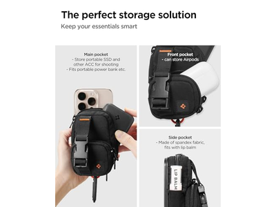 Magnetische Pouch Organizer voor SSD en Kaartopslag met Clip - Zwart