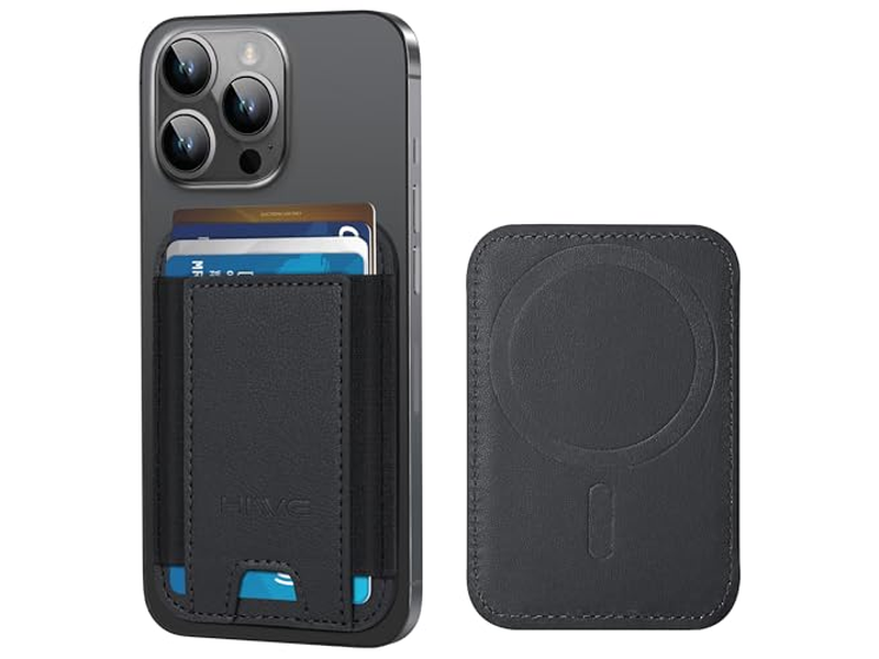 Magnetische portemonnee voor iPhone 7 Kaarthouder Leer Minimalistisch RFID Zw