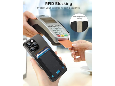 Magnetische portemonnee voor iPhone 7 Kaarthouder Leer Minimalistisch RFID Zw