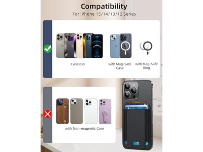 Magnetische portemonnee voor iPhone 7 Kaarthouder Leer Minimalistisch RFID Zw