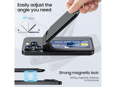 Magnetische portemonnee voor iPhone Verstelbare lederen kaarthouder RFID-blok