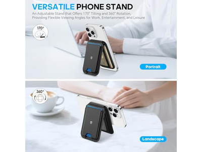 Magnetische portemonnee voor MagSafe echt leer 6 kaarthouders RFID Blo