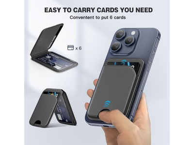 Magnetische portemonnee voor telefoon Verstelbare leren kaarthouder en standaard