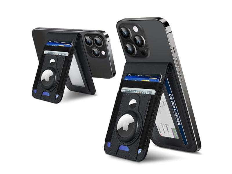 Magnetische portemonneestandaard met Airtag-houder ID-venster 4 kaartsleuven RFI