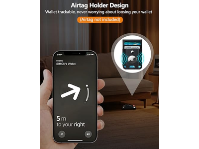 Magnetische portemonneestandaard met Airtag-houder ID-venster 4 kaartsleuven RFI