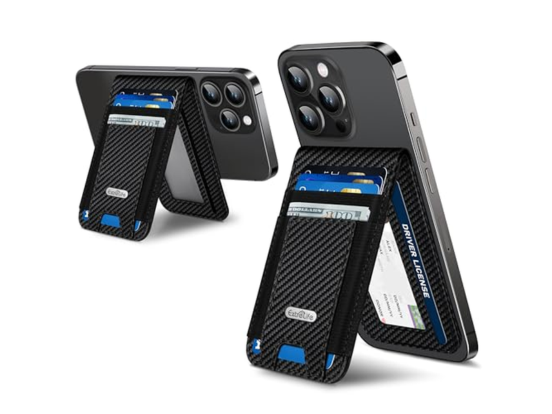 Magnetische portemonneestandaard met ID-venster en 4 kaartsleuven RFID-blokkering