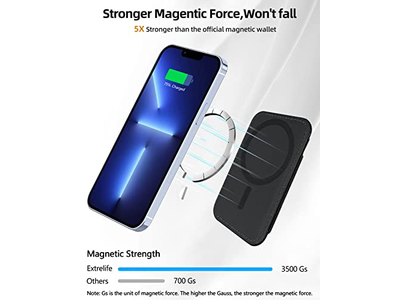 Magnetische portemonnee met 2 kaartsleuven voor iPhone Vegan leer zwart