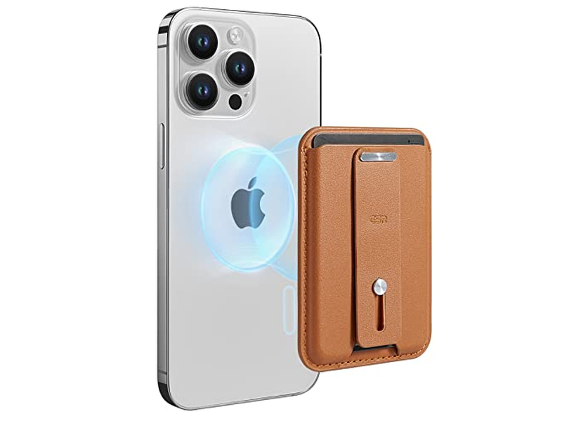 Magnetische portemonnee met houder voor 3 kaarten en vingerlus Veganistisch leer Bro