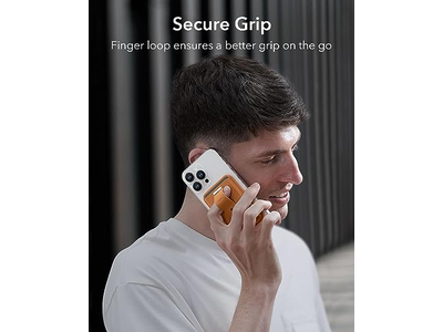 Magnetische portemonnee met houder voor 3 kaarten en vingerlus Veganistisch leer Bro