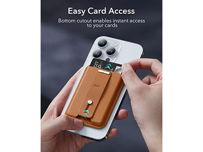 Magnetische portemonnee met houder voor 3 kaarten en vingerlus Veganistisch leer Bro