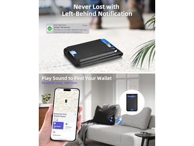 Magnetische portemonnee met verstelbare standaard 3 kaartsleuven Veganistisch leer Zw