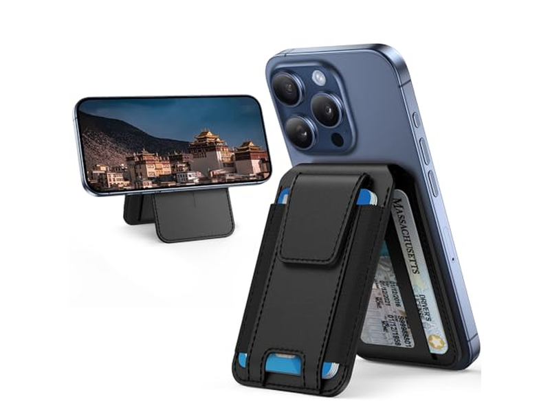 Magnetische portemonnee met verstelbare standaard en RFID-blokkeerfunctie 3 slots voor in de auto