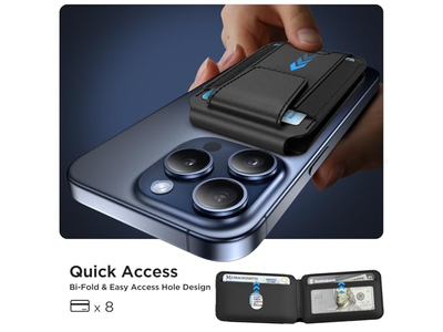 Magnetische portemonnee met verstelbare standaard en RFID-blokkeerfunctie 3 slots voor in de auto