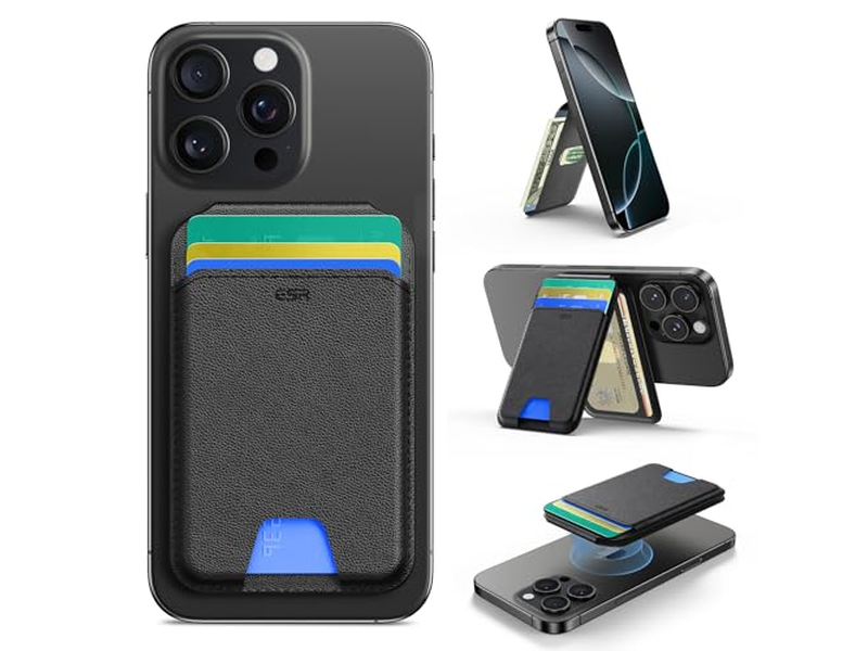 Magnetische portemonnee met verstelbare standaard voor iPhone 5 kaarthouder zwart