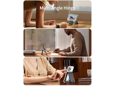 Magnetische portemonnee met RFID-blokkeerfunctie voor 5 kaarten en verstelbare standaard