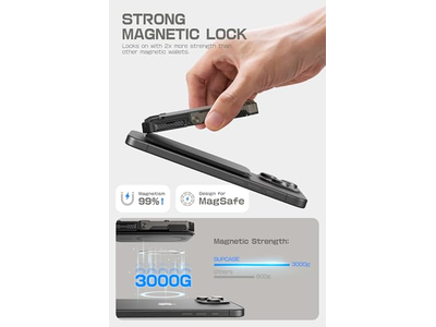 Magnetische portemonnee met standaard voor 5 kaarten RFID-blokkering Zwart