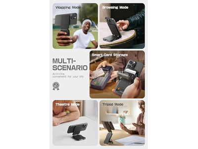 Magnetische portemonnee met standaard voor 5 kaarten RFID-blokkering Zwart