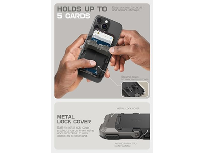 Magnetische portemonnee met standaard voor 5 kaarten RFID-blokkering Zwart