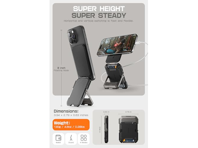 Magnetische portemonnee met standaard voor 5 kaarten RFID-blokkering Zwart
