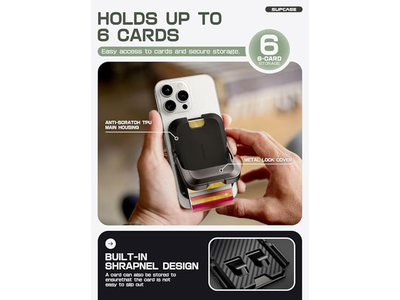 Magnetische portemonnee met standaard voor 6 kaarten RFID-blokkeerbare telefoonstandaard