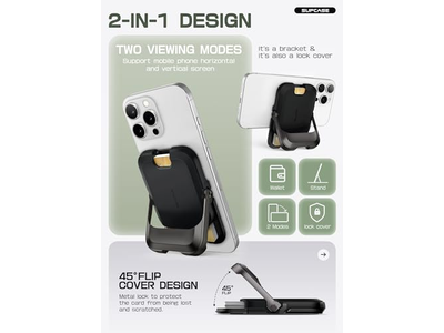 Magnetische portemonnee met standaard voor 6 kaarten RFID-blokkeerbare telefoonstandaard